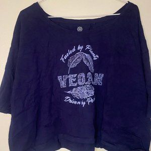cropped blue vegan shirt